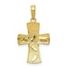 14K Yellow Gold Two-tone Footprints Cross Pendant - (A82-343)