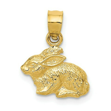 14K Yellow Gold Polished Rabbit Pendant - (A86-223) - Roy Rose Jewelry