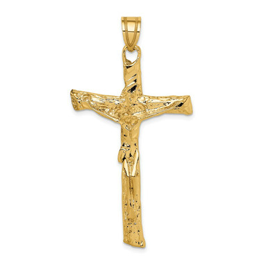 14K Yellow Gold Satin Crucifix Pendant - (A84-678) - Roy Rose Jewelry