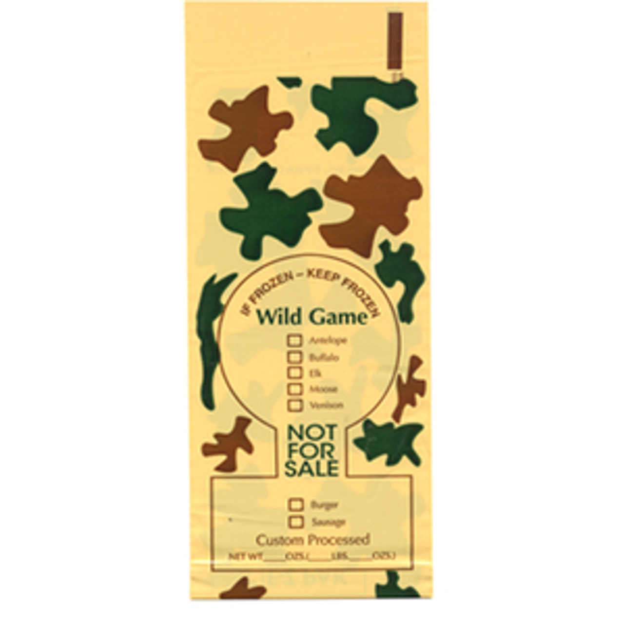 2 lb Wild Game Camo Poly Meat Bags "Not for Sale" 1000 Count.