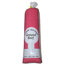 One, two, or five pound ground beef meat chub bags marked not for