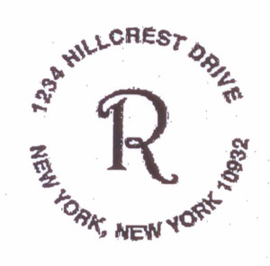 Our modern round monogram address design
as seen on Martha Stewart
You may select your stock monogram from the styles shown here