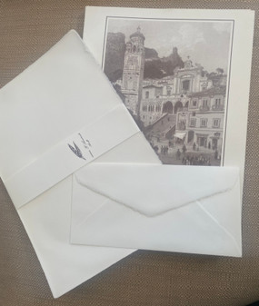 AMAFLI stationery set - 20 deckled edge sheets and 20 deckled edge envelopes in a gift portfolio