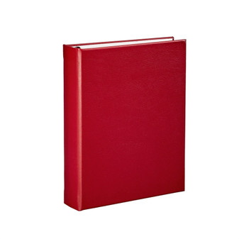 Red Leather Refillable Address Book side view without hub spine