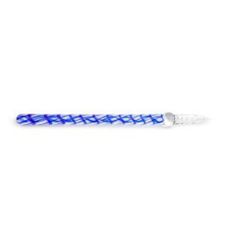 Glass Pen - Solid Body with Blue Spiral Handle