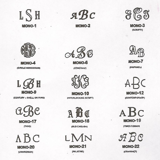 Selection of Classic Monograms