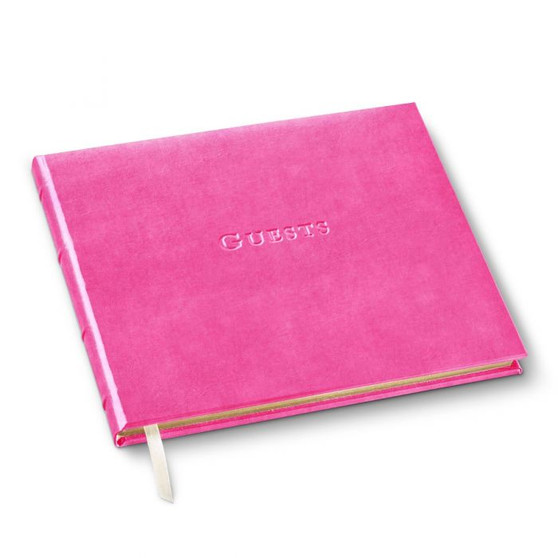 Guest Book - Recycled Leather - Tulip Pink 