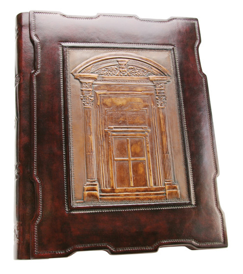 Italian Leather Photo Album Medieval Vatican Doors