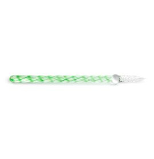 Glass Pen - Solid Body with Green Spiral Handle