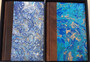Blue Marbled - left & Green Marbled - right 
with Almalfi handmade, deckled-edge pages 
Smythe-sewn, Leather binding