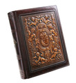 Italian Leather Photo Album with Engraved Cover Renaissance Design