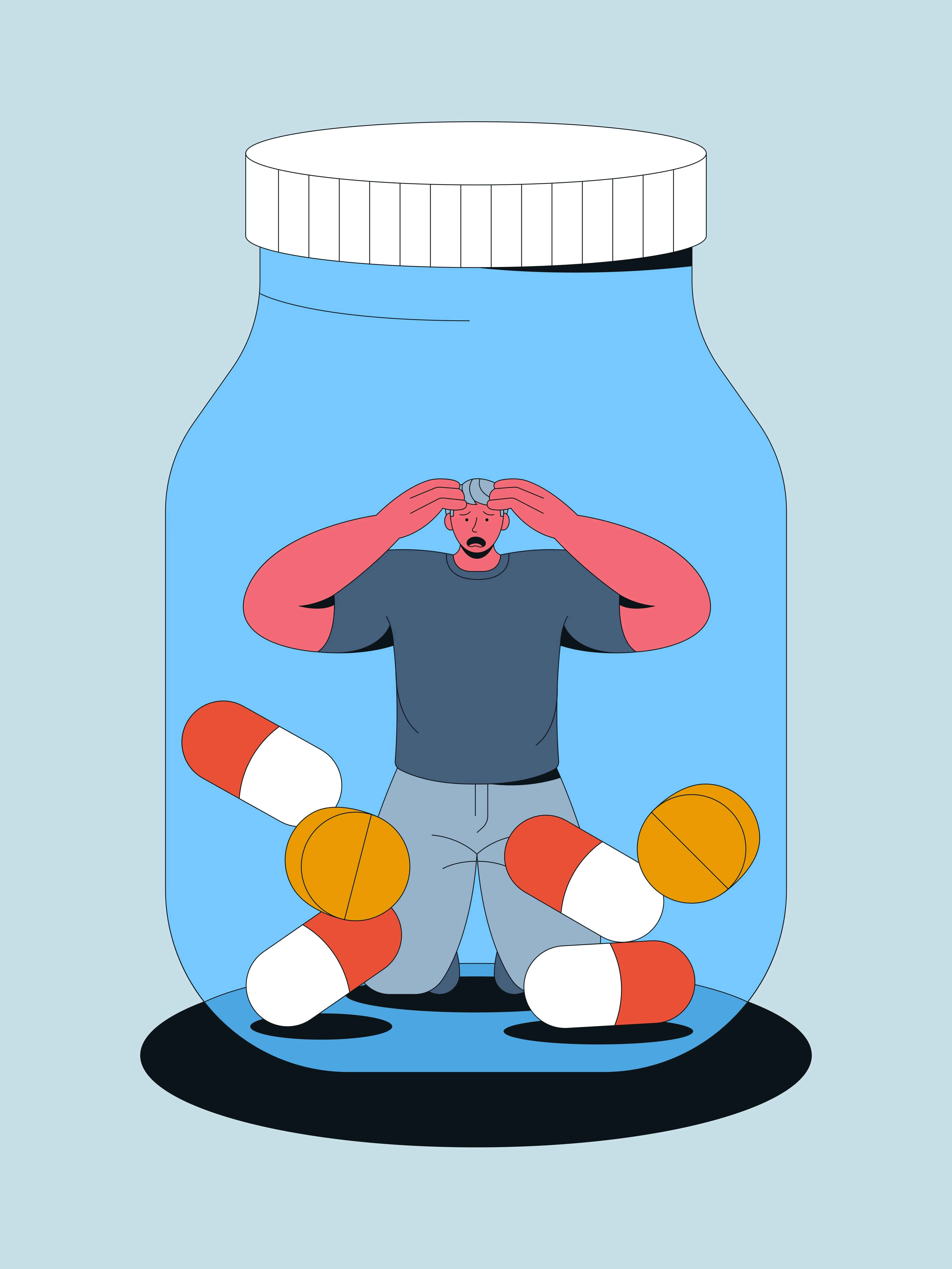 Man trapped in bottle of pills