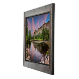Metal print with Yosemite wood frame, angled view. Landscape photography of Half Dome Yosemite by Paul Brewer. 