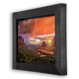 Metal print with Grand shadow frame, angled view. Landscape photography by Guy Schmickle.