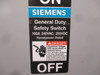 Siemens GF223N 100A 240V Fusible Safety Switch Disconnect 100 Amp 2P 1PH (AH0300-1)