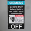 Siemens GNF323 100A 240V Non-Fusible Safety Switch Disconnect 100 Amp Type 1 240 (AH0586-1)