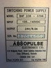 ABSOPULSE BAF 236-3706 Switching Power Supply In:105...115VAC Out:24VDC/8.5A PLC (PM0684-4)