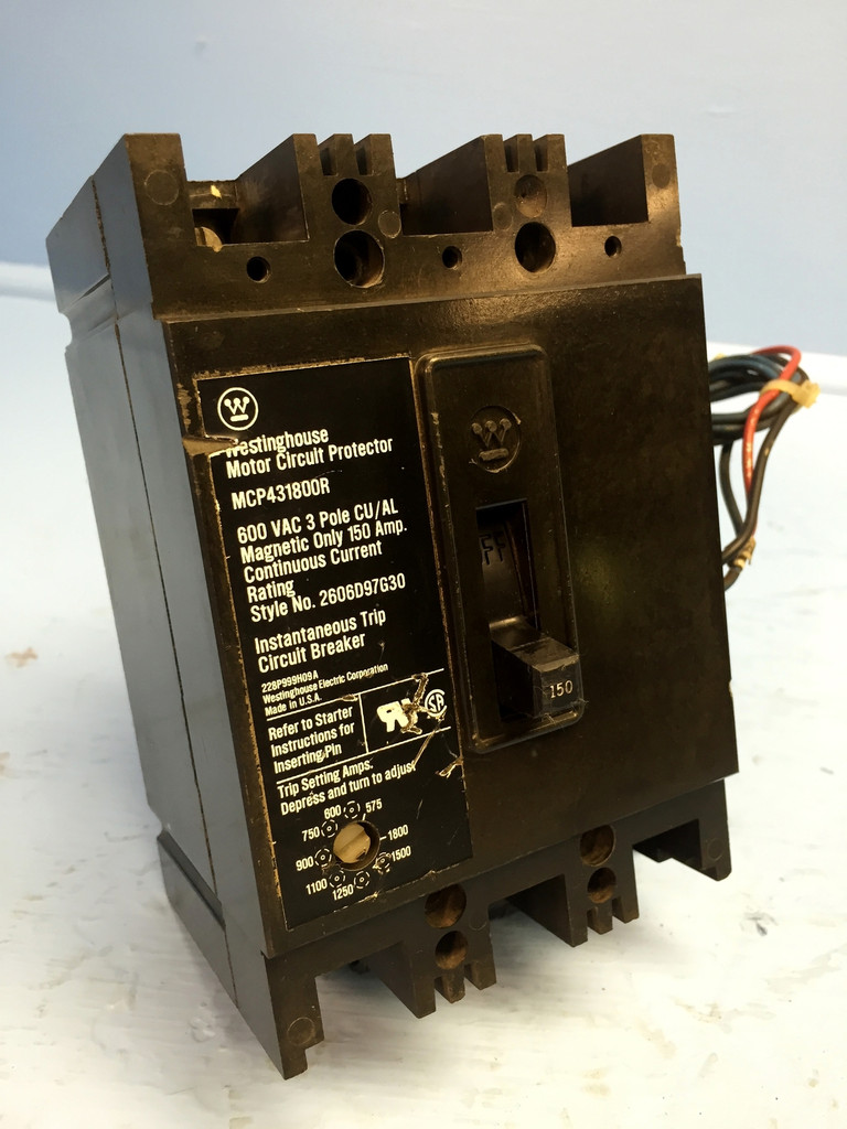 Westinghouse MCP431800R 150A Motor Circuit Protector Breaker w/ Aux 3P 150 Amp (EM0930-1)