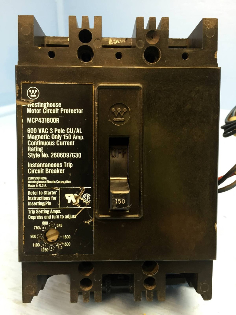 Westinghouse MCP431800R 150A Motor Circuit Protector Breaker w/ Aux 3P 150 Amp (EM0930-1)