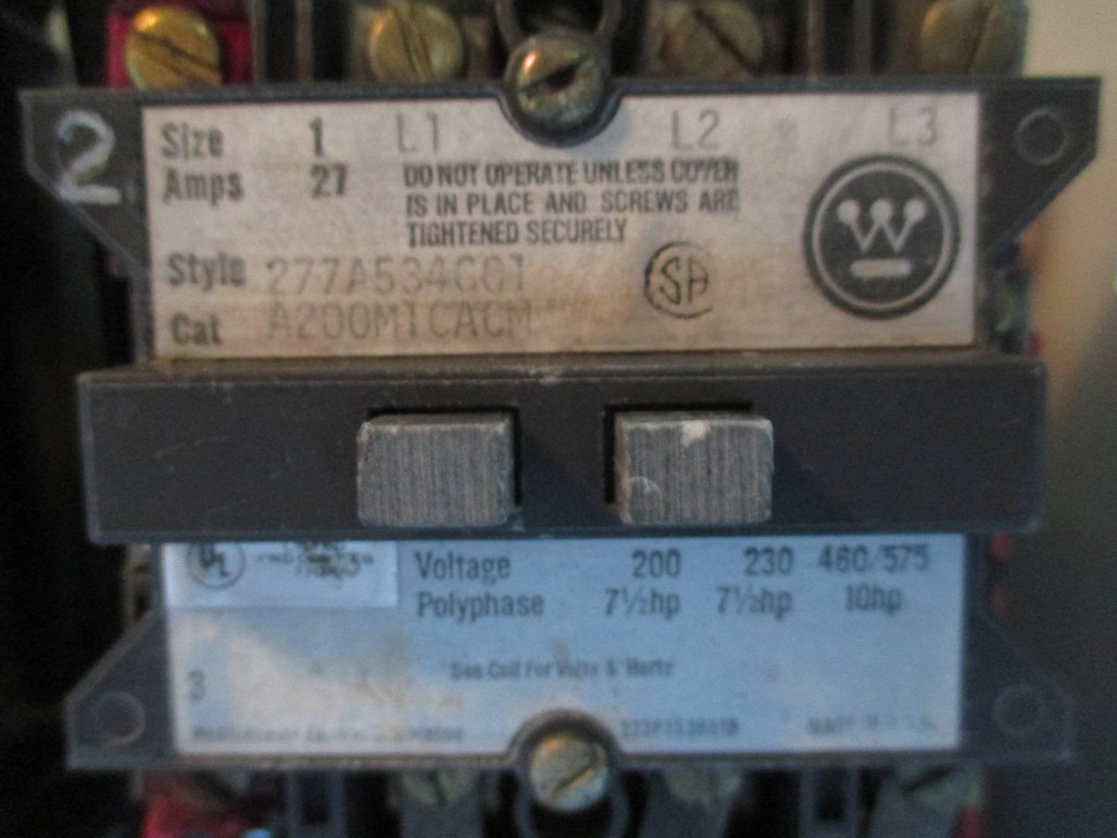 Westinghouse Type W Size 1 Starter 7 Amp Breaker Motor Control Center Bucket 12" (TK0891-5)