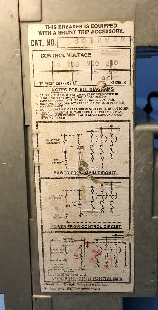 I-T-E Siemens HE3-B020 20A Circuit Breaker w/ Shunt HE3B020 HE Gould ITE 20 Amp (EM1215-1)