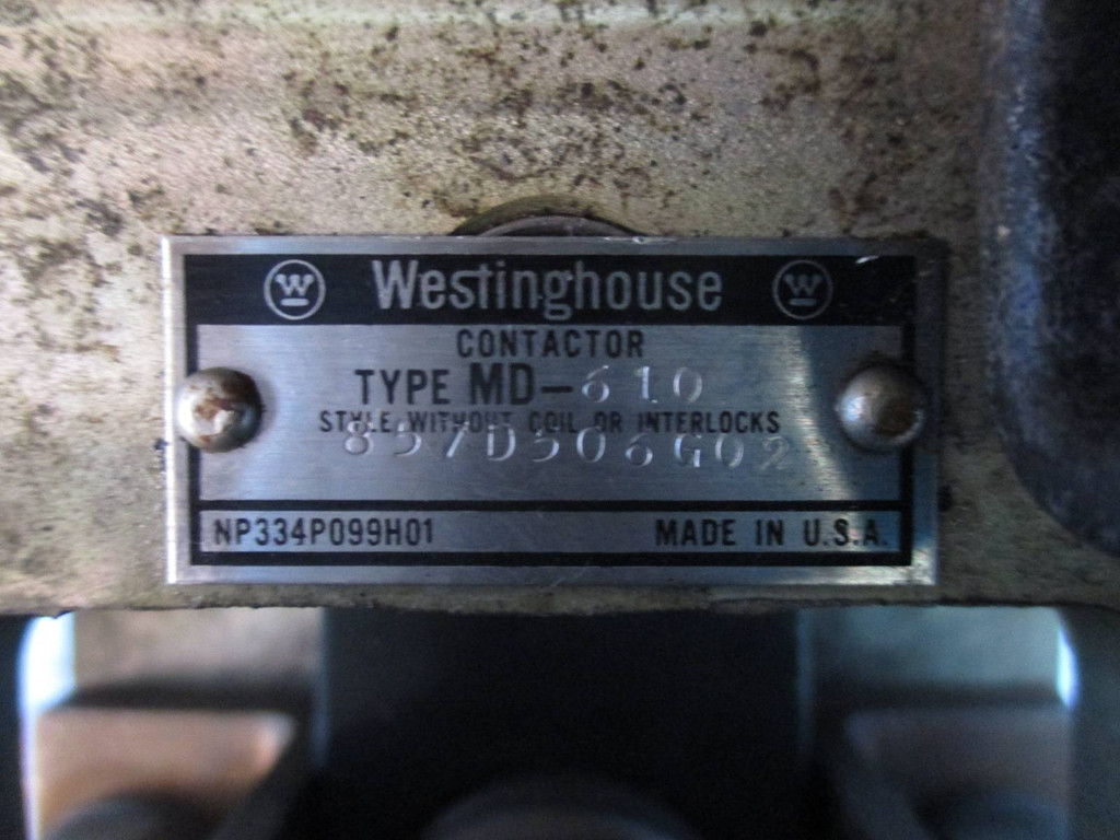 Westinghouse DC Contactor Type MD-610 Style 857D506G02 250 VDC Coil 1754338 (TK1408-2)