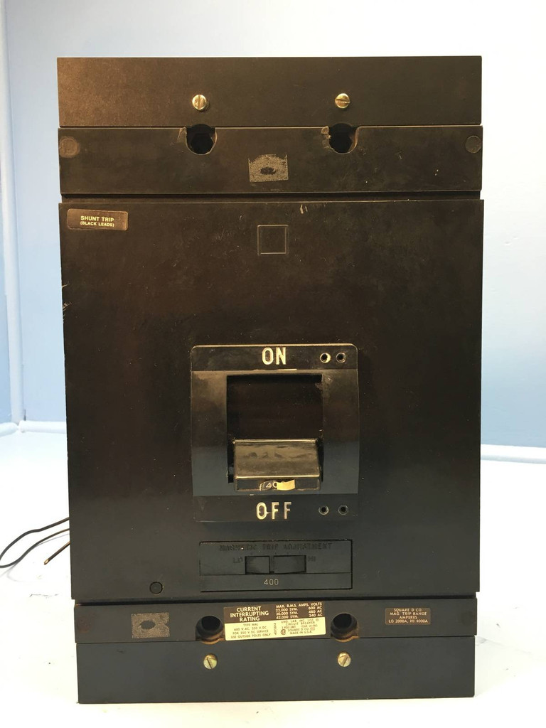 Square D MAF364001021 400A Circuit Breaker w/ Shunt 600V MAL MAF36400 400 Amp (EM1283-3)