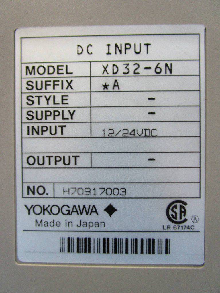 Yokogawa XD32 DC Input XD32-6N XD326N H70917003 PLC Module XD 32 (EBI5413-1)