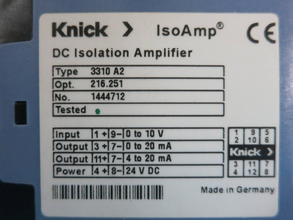 Knick > IsoAmp 3310 A2 216.251 DC Isolation Amplifier PLC 24VDC 0-10V 3310A2 (PM1963-3)