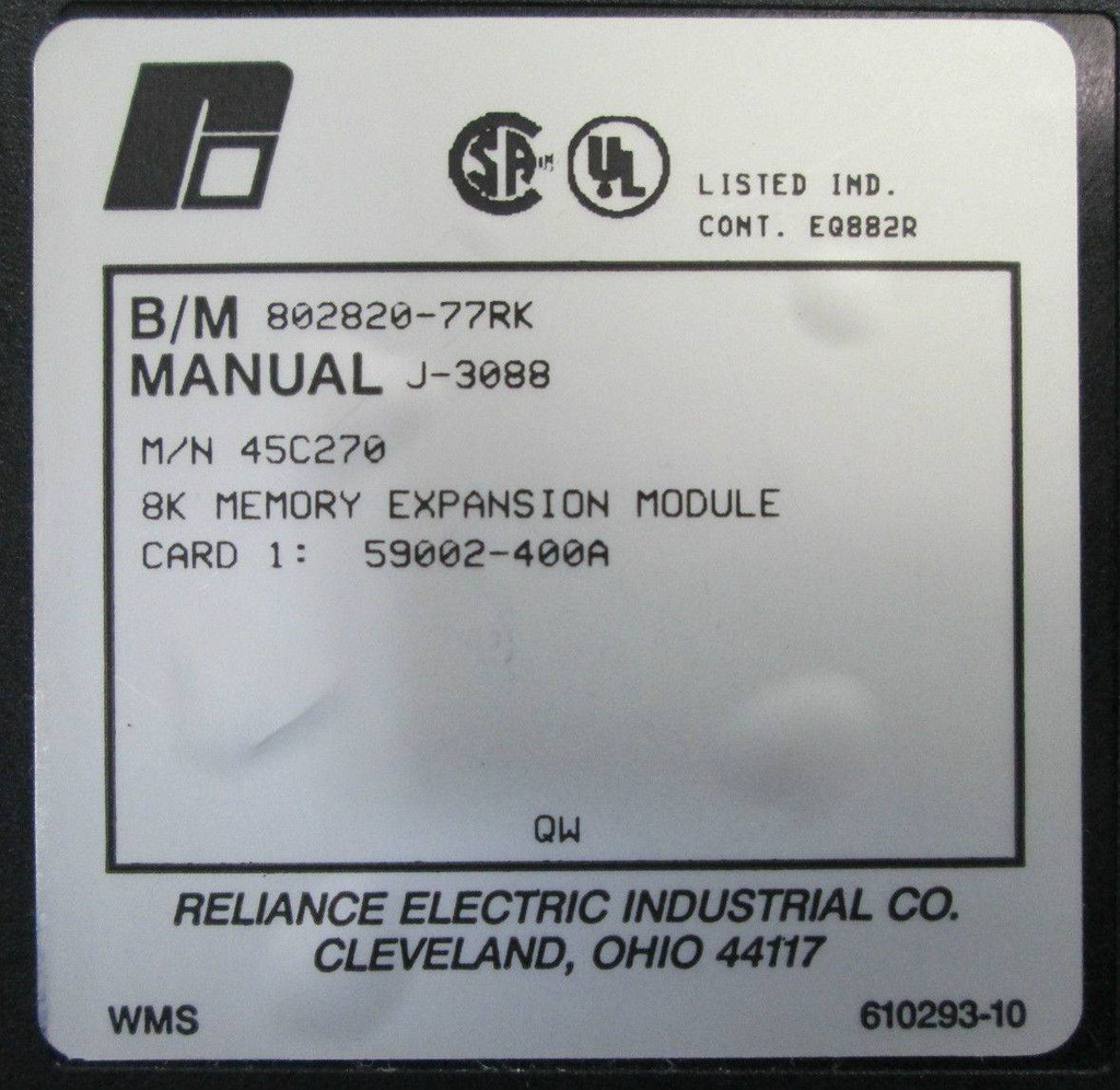 Reliance Electric 45C270 45270 45C-270 8k Memory Expansion Module PLC 802820 (EBI3439-3)