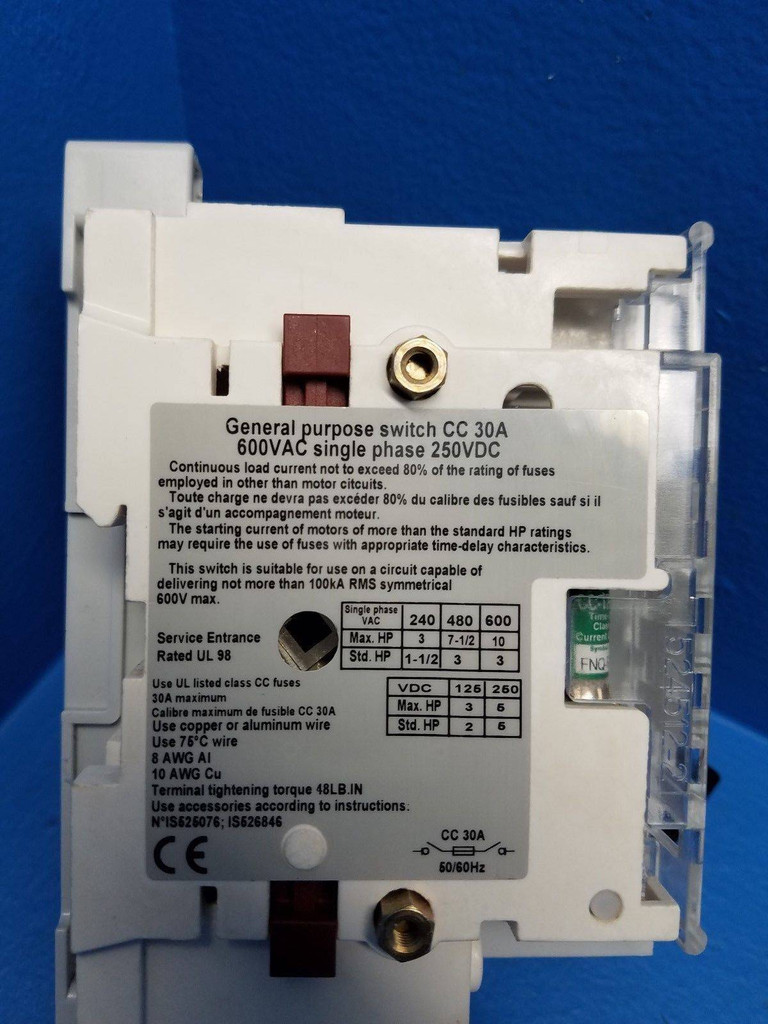 Telemecanique Square D GS1EERU20 30 Amp General Purpose Switch 30A 600Vac (MM1021-1)