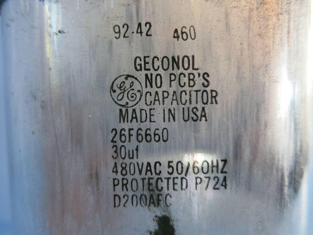 General Electric 26F6660 Geconol Capacitor 30uF 480VAC 50/60 Hz 26F6660S GE (PM2076-10)