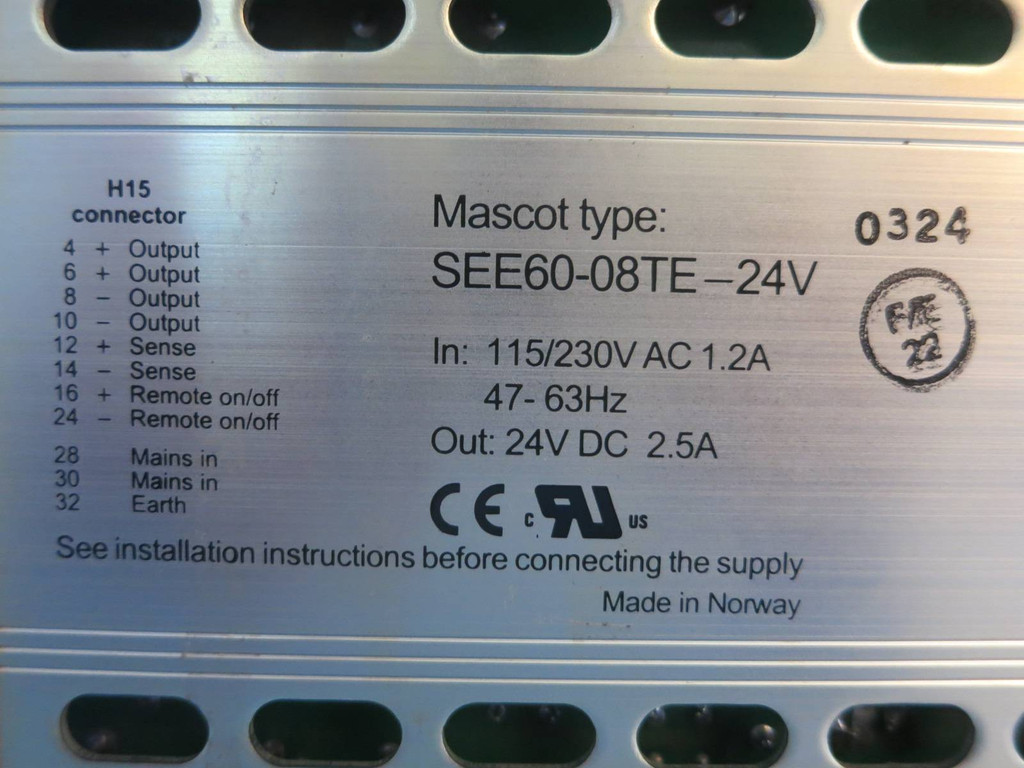 fireye 60-2470-1 / SEE60-08TE-24V DC Power Supply PLC Mascot type Monovolt PK 60 (PM2101-3)