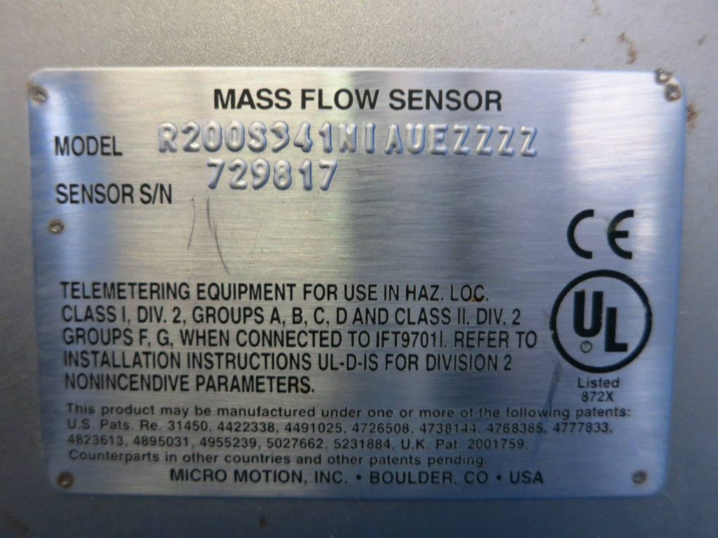 Micro Motion R200S341NIAUEZZZZ Mass Flow Sensor w Transmitter IFT9703NC6N3U (PM2219-1)
