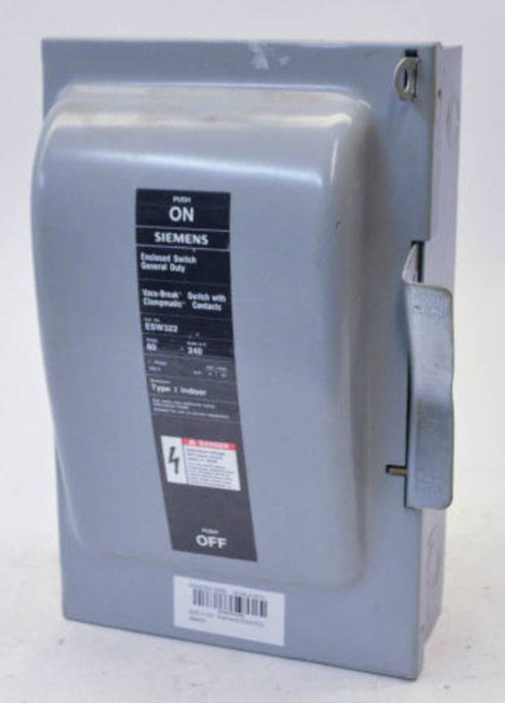 New Siemens ESW322 60A 240V General Duty Vacu-Break Indoor Enclosed Switch (YY2099-1)