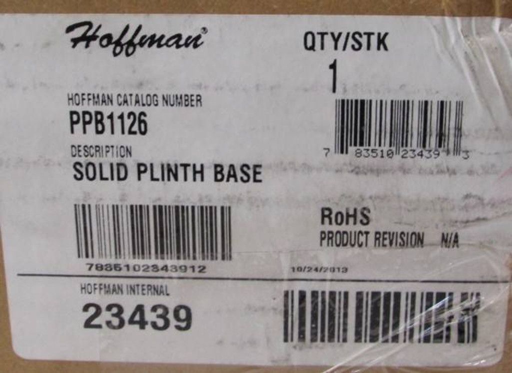 New Hoffman PPB1126 Solid Plinth Base Steel NIB (YY2879-1)