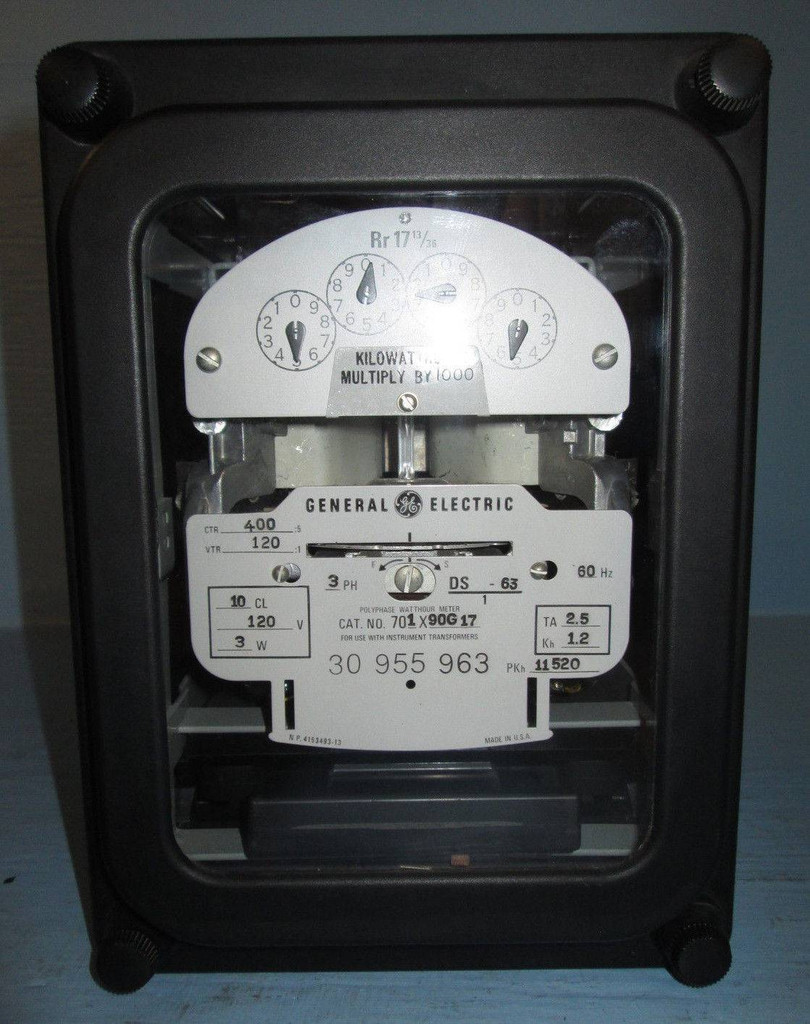 General Electric Polyphase Watthour Meter 3PH 701X90G17 Watt Hour Meter DS-63 3P (EBI2194-7)