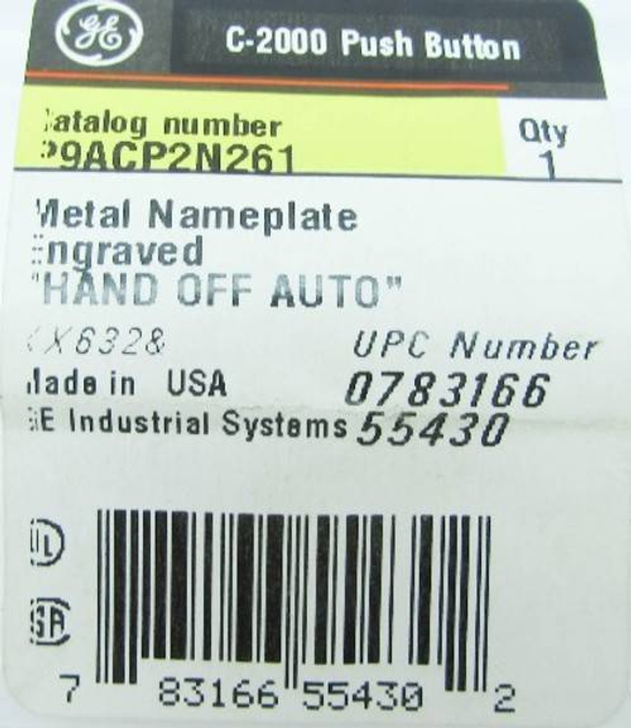 GE P9ACP2N261 Hand Off Auto IEC C-2000 Pushbutton Metal Nameplate LOT OF 10 NEW (YY0317-45)