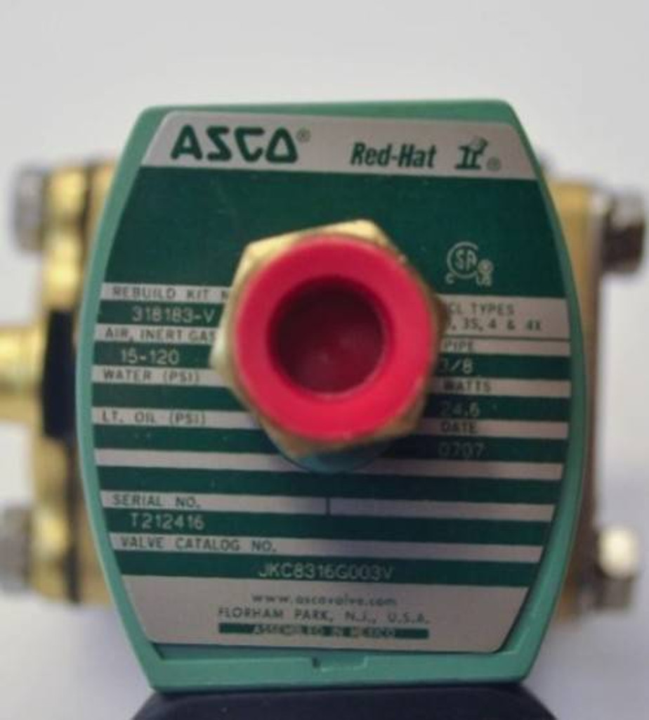 New Asco Red-Hat II JKC8316G003V 3/8" Pipe Solenoid Valve NIB (YY3746-3)