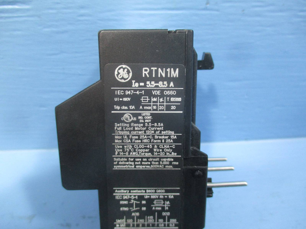 Lot of 2 NEW GE RTN1M 5.5-8.5A 120V Reset Thermal Overload Relay NIB (YY1031-79)
