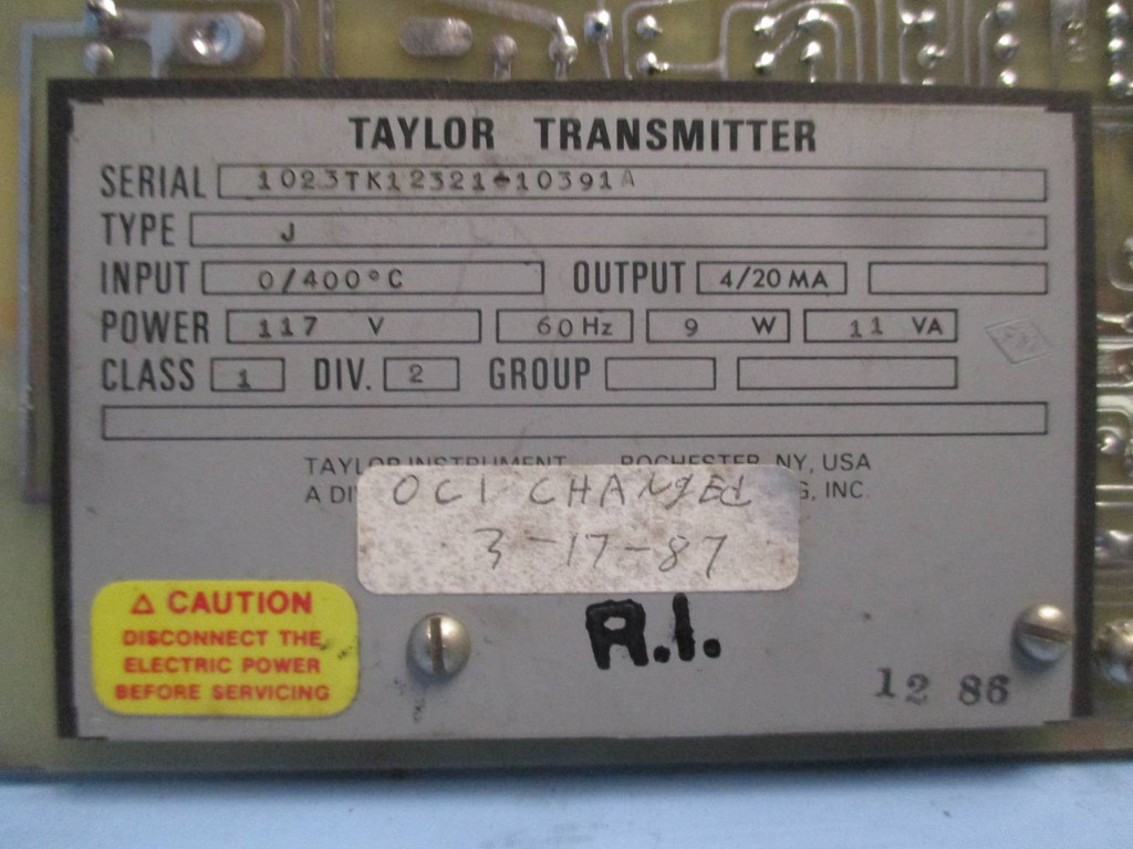 Taylor 125P660-CV1 Transmitter PLC Type J 117V 9W 11VA Circuit Board Card PCB (DW0168-4)