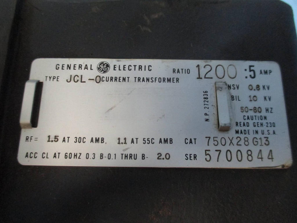 GE 750X28G13 Current Transformer Type JCL-0 Ratio 1200:5A CT General Electric (DW0263-3)