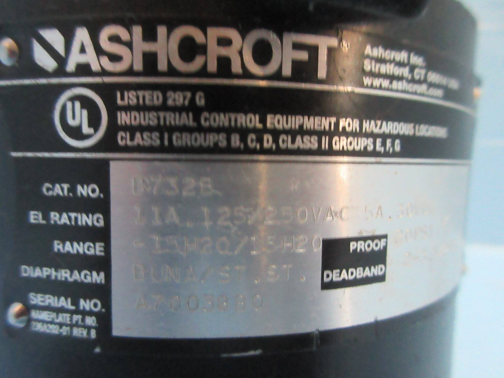 Ashcroft B732B Pressure Switch Range 15H20 20PSI Explosion Proof (TK2730-2)