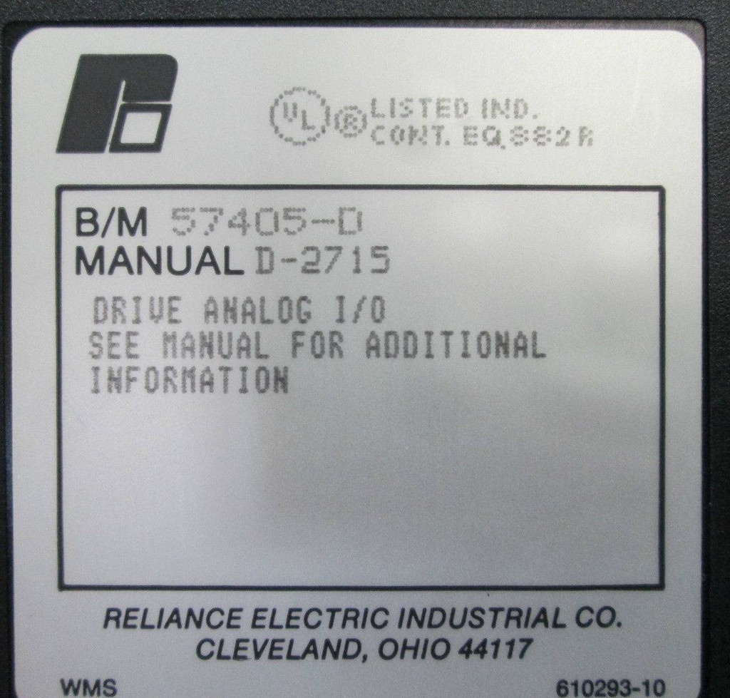 Reliance Electric 57405 57405-D 57C405 Drive Analog I/O Module PLC AutoMax (EBI3451-3)