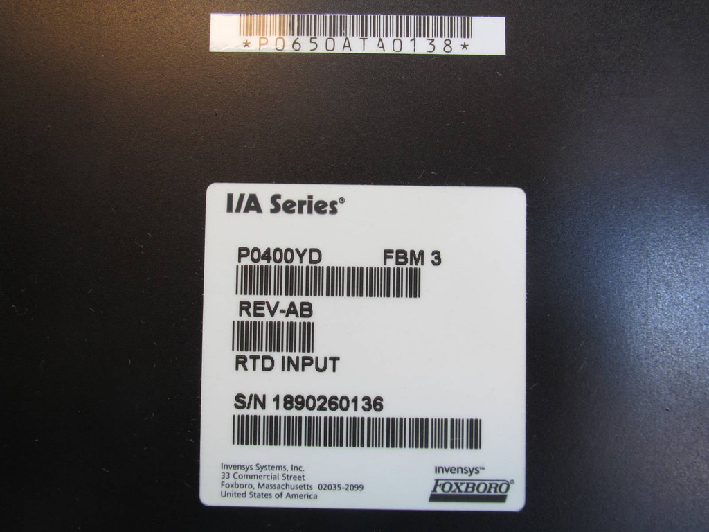 Foxboro P0400YD FBM 3 I/A Series PLC RTD Input Module P0 400 YD Rev AB PO400YD (NP1726-1)