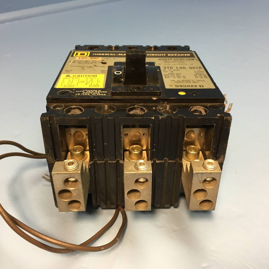 Square D FHL3610016DC1684 100A DC Circuit Breaker w/ Aux & UVR 500V 3P 100 Amp (EM2120-1)