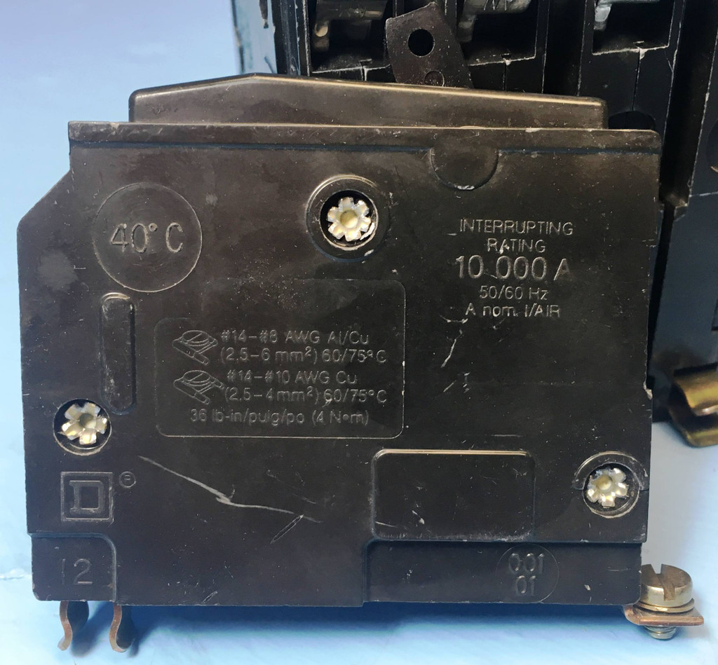 Lot of 10x Square D QOB120 20A Circuit Breaker 240V Type QOB 1 Pole 10 kA 20 Amp (EM2267-138)
