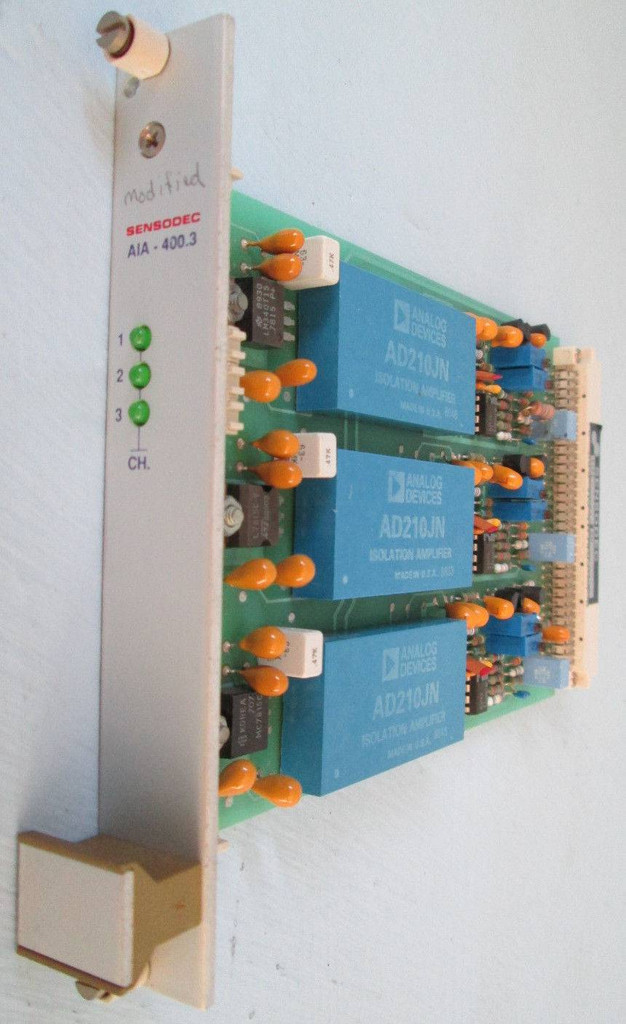Sensodec AIA - 400.3 3 Channel PLC 3F400314 1/2 2/2 PP927 AD210JN Isolation Amp (EBI3610-1)