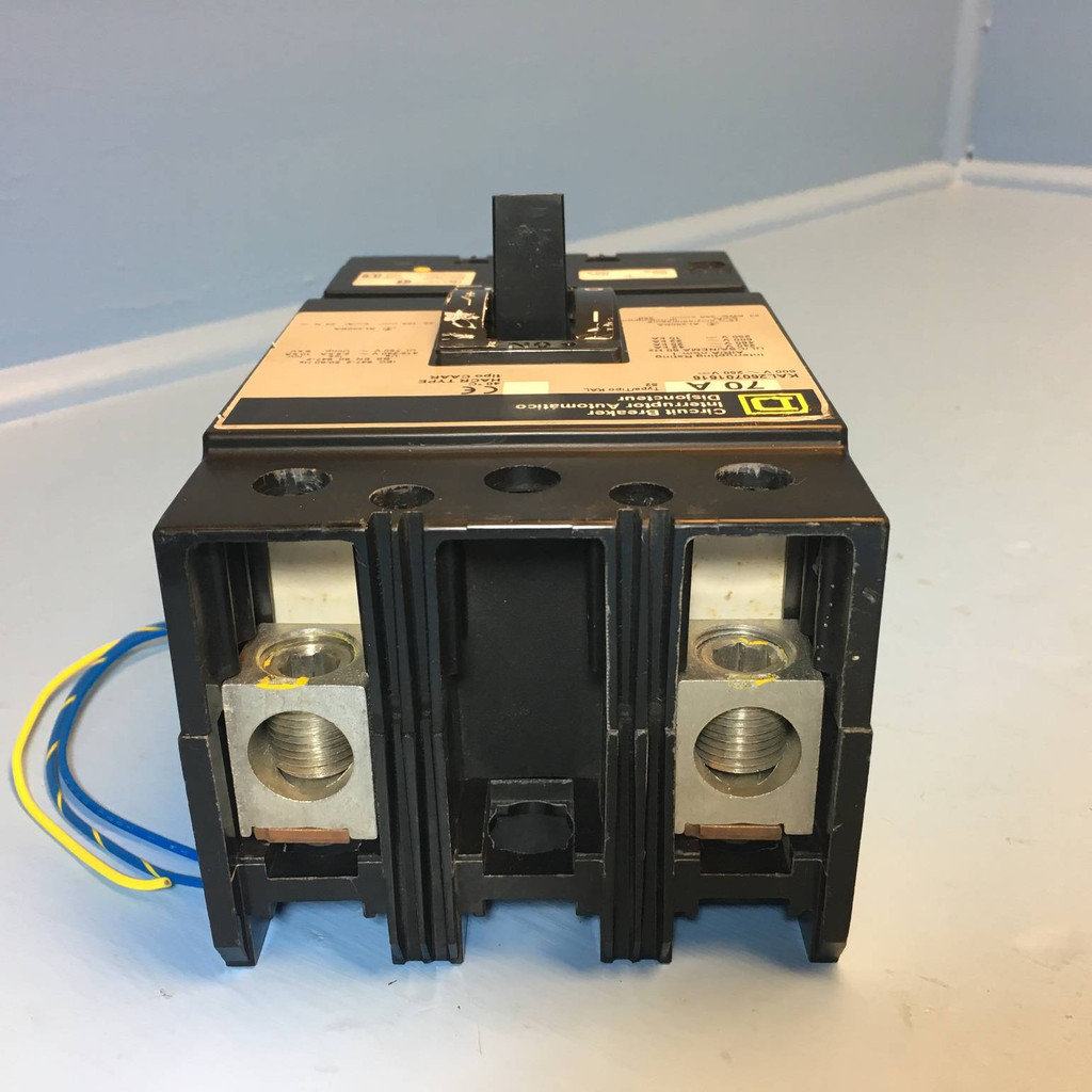 Square D KAL260701616 70A Circuit Breaker w/ Aux & UV 600V 2P KAL S2 70 Amp HACR (EM2468-1)