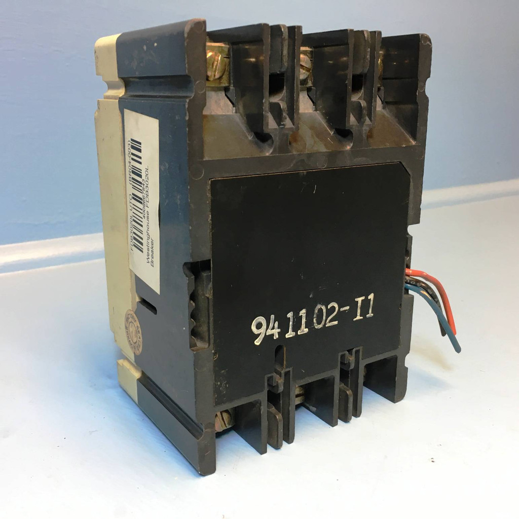 Westinghouse FDB3020 20A Circuit Breaker w/ Aux FDB3020L 3P 20 Amp dirty label (EM2479-1)